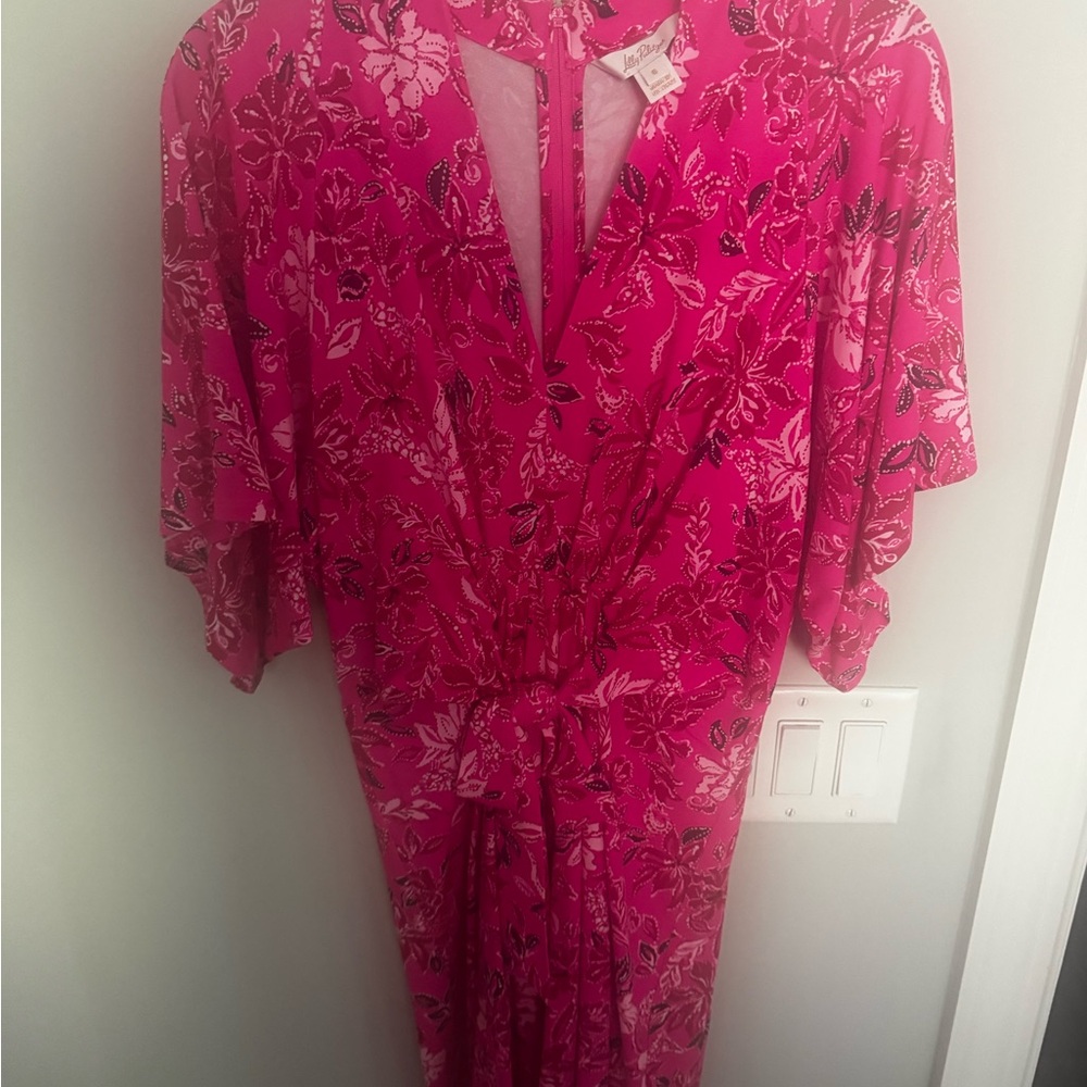 Lilly Pulitzer Pink Floral Wrap-Style Dress
